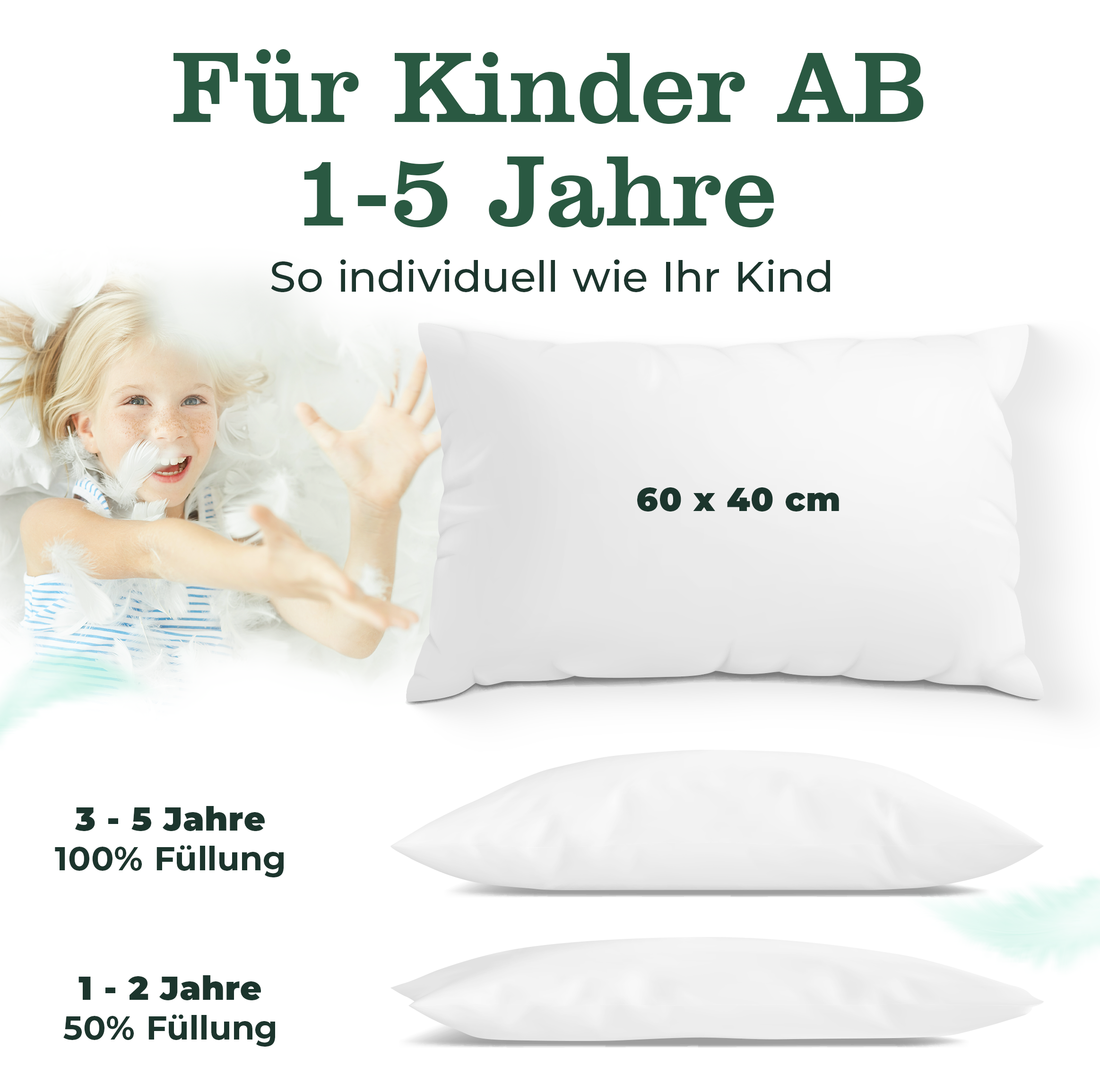 Children's pillow from 2 years | Made of cotton